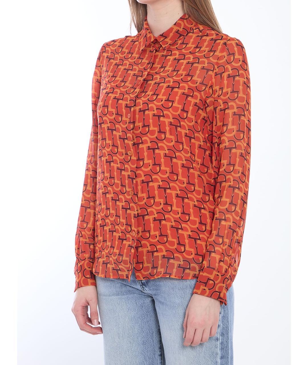 GUCCI Оранжевая шелковая рубашка, фото 3