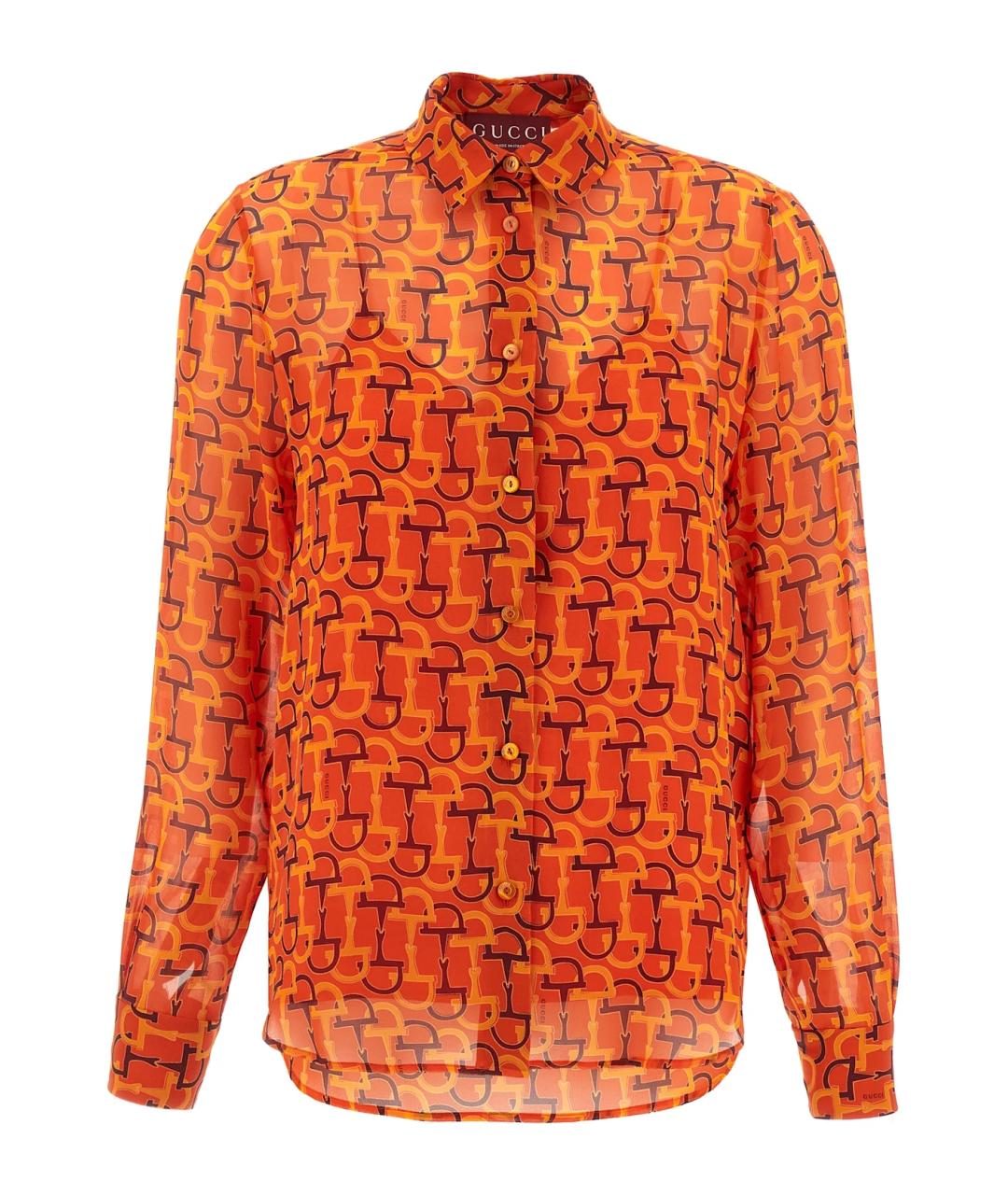 GUCCI Оранжевая шелковая рубашка, фото 1