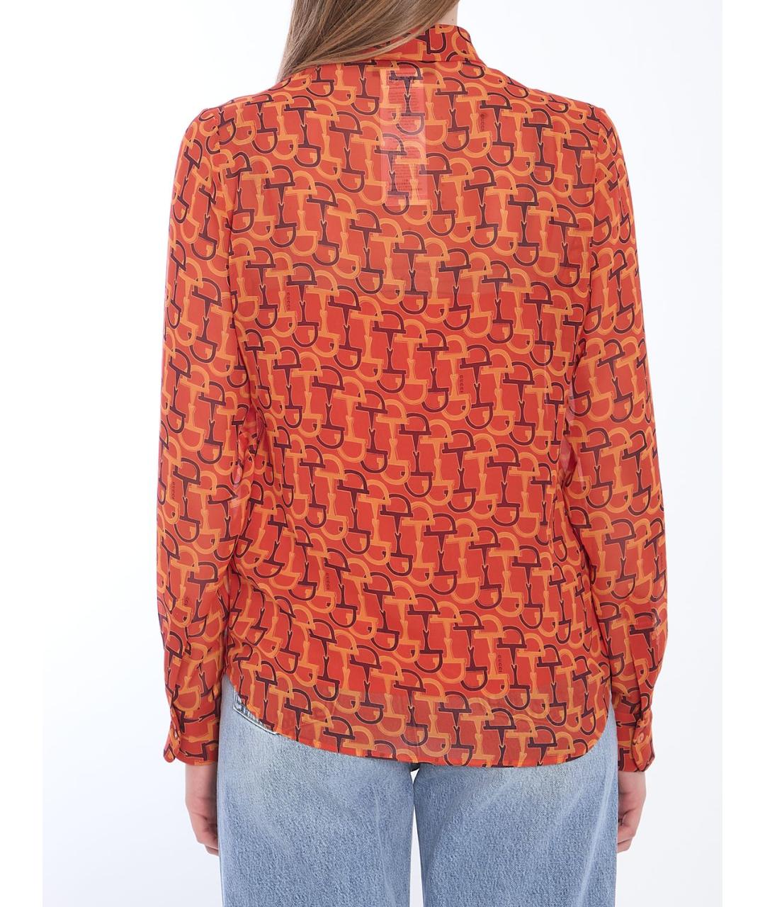 GUCCI Оранжевая шелковая рубашка, фото 5