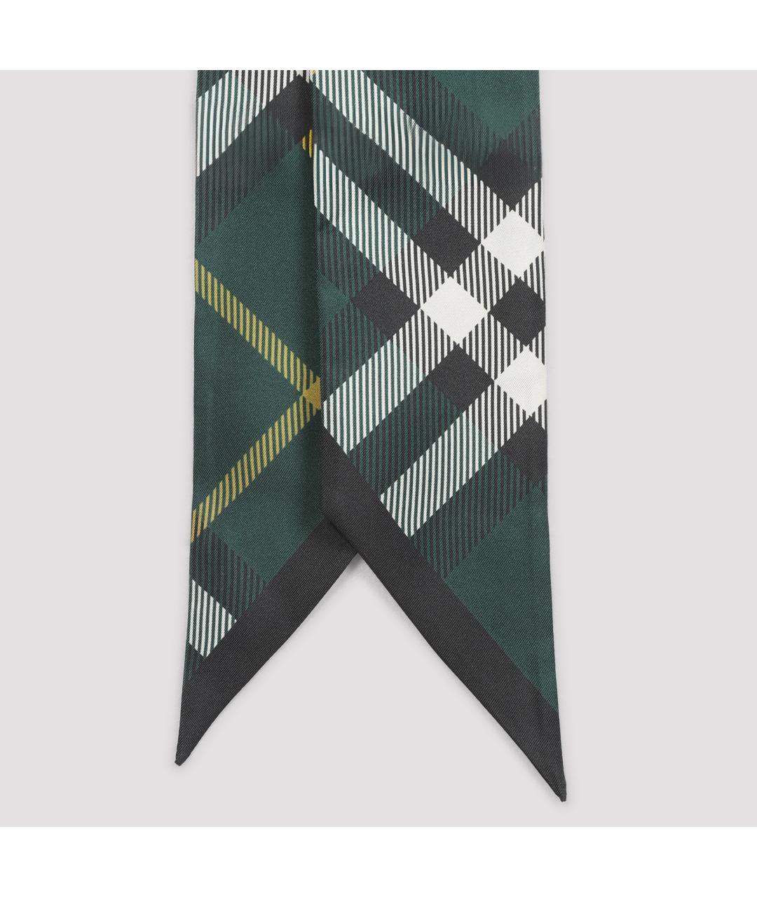 BURBERRY Зеленый шелковый шарф, фото 3
