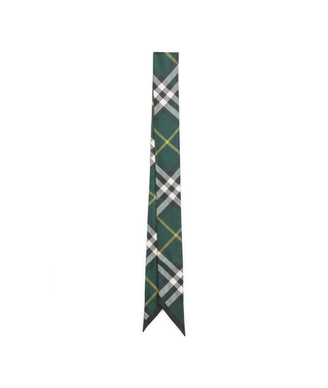 BURBERRY Зеленый шелковый шарф, фото 1