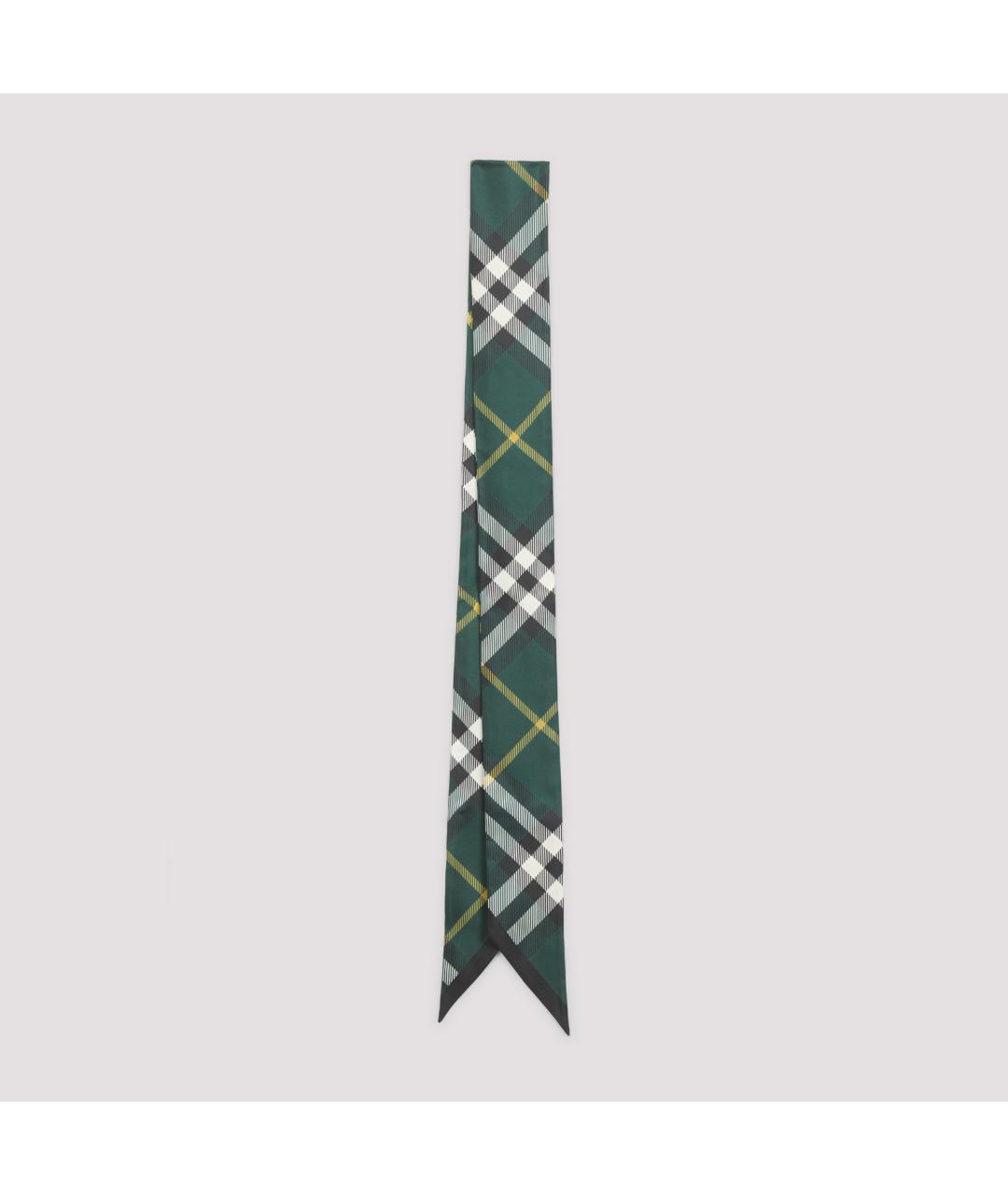 BURBERRY Зеленый шелковый шарф, фото 2