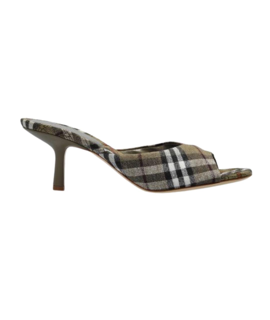 BURBERRY Хаки текстильные мюли, фото 3