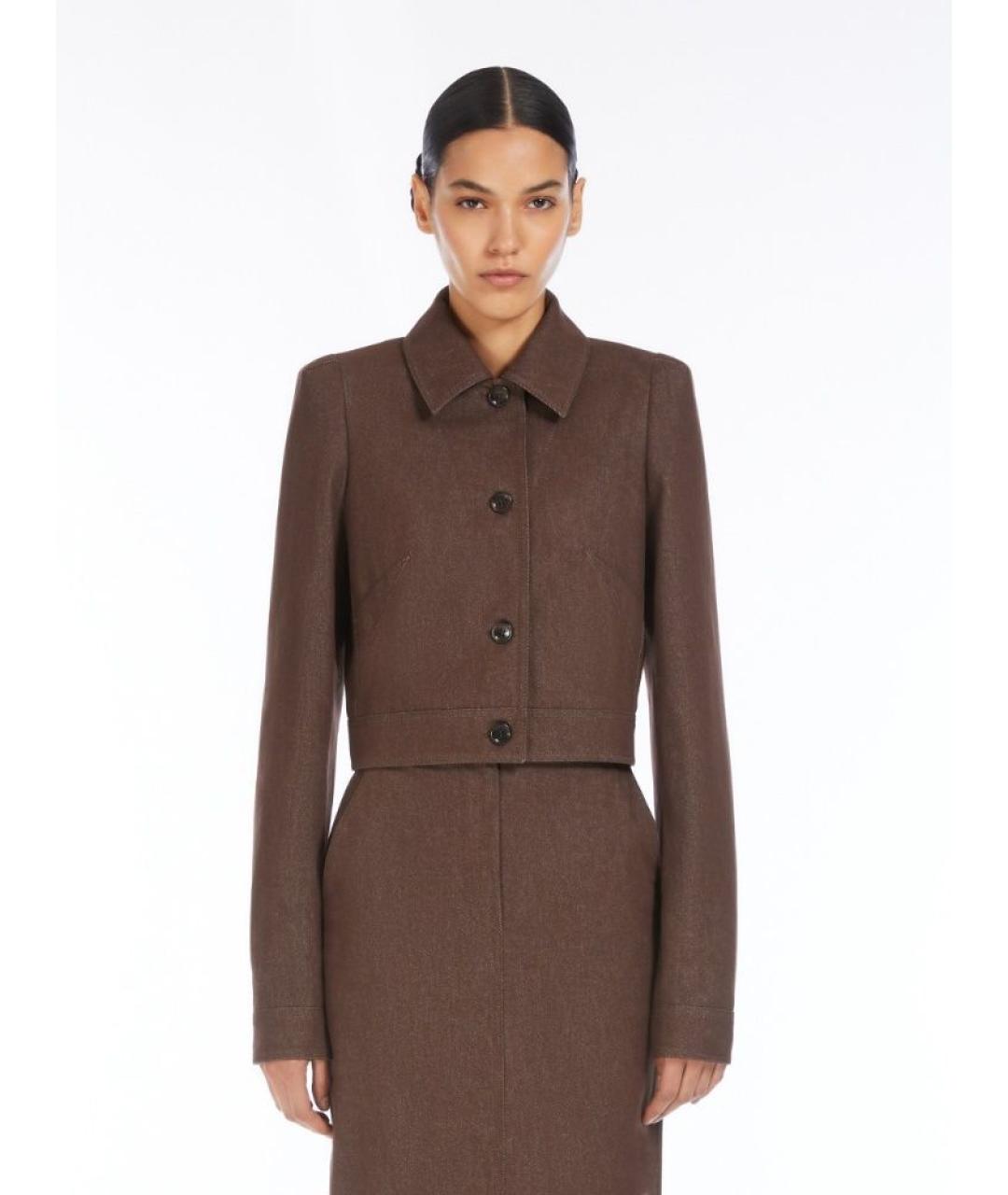 MAX MARA Коричневый хлопковый жакет/пиджак, фото 2