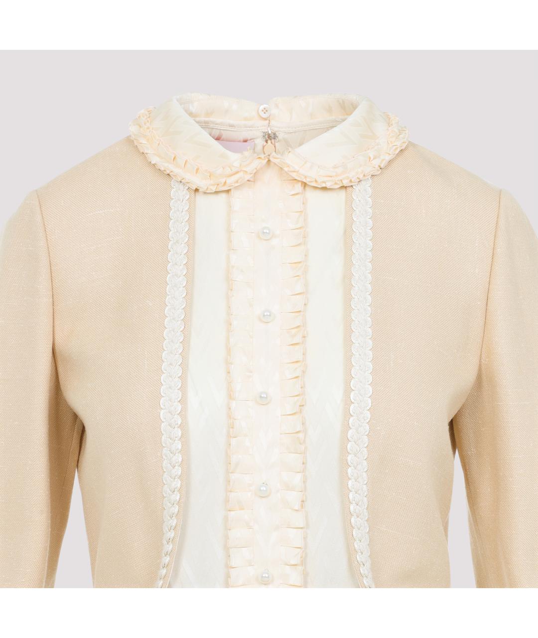 VALENTINO Бежевое шелковое повседневное платье, фото 5