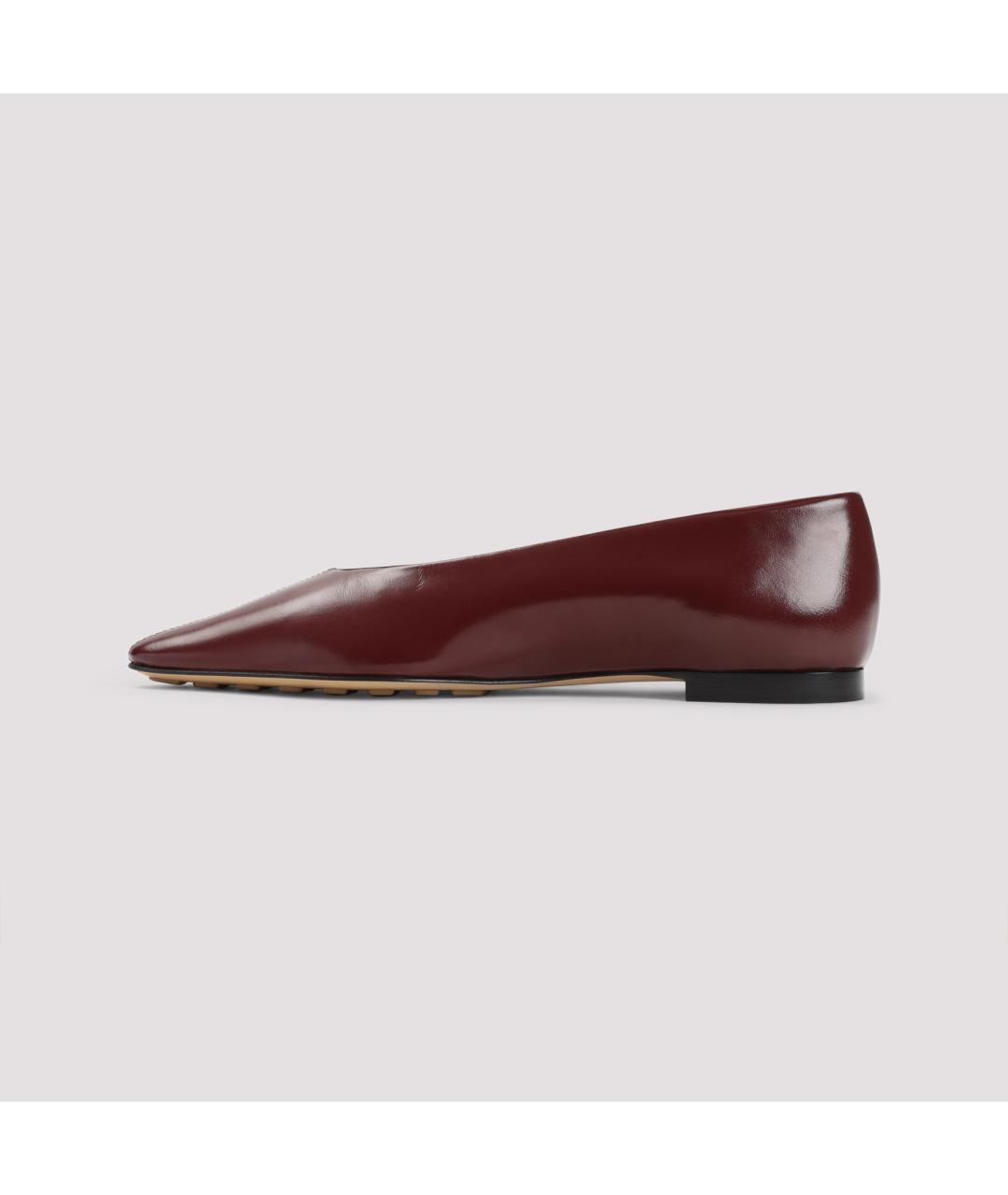 BOTTEGA VENETA Бордовые кожаные балетки, фото 3