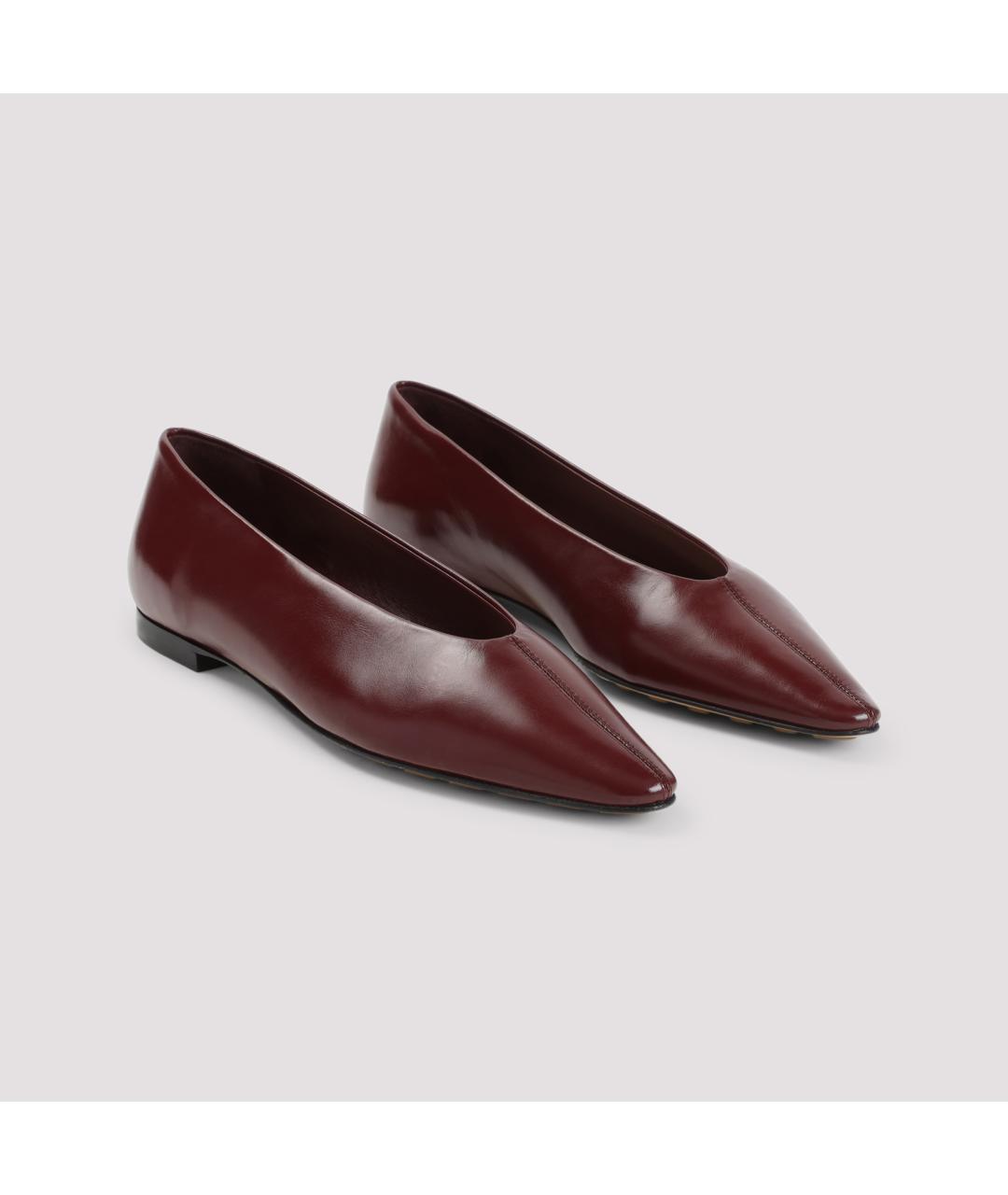 BOTTEGA VENETA Бордовые кожаные балетки, фото 4