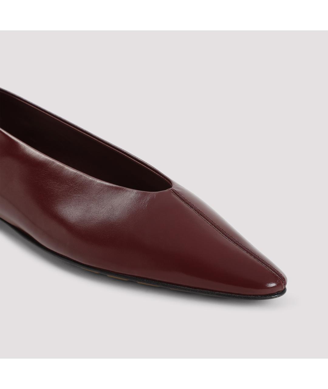 BOTTEGA VENETA Бордовые кожаные балетки, фото 5