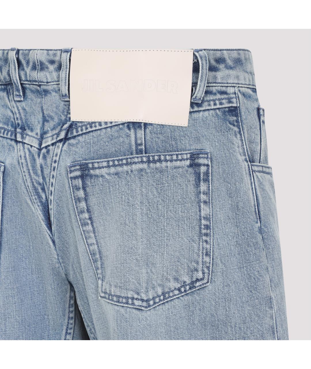 JIL SANDER Голубые хлопковые прямые брюки, фото 5