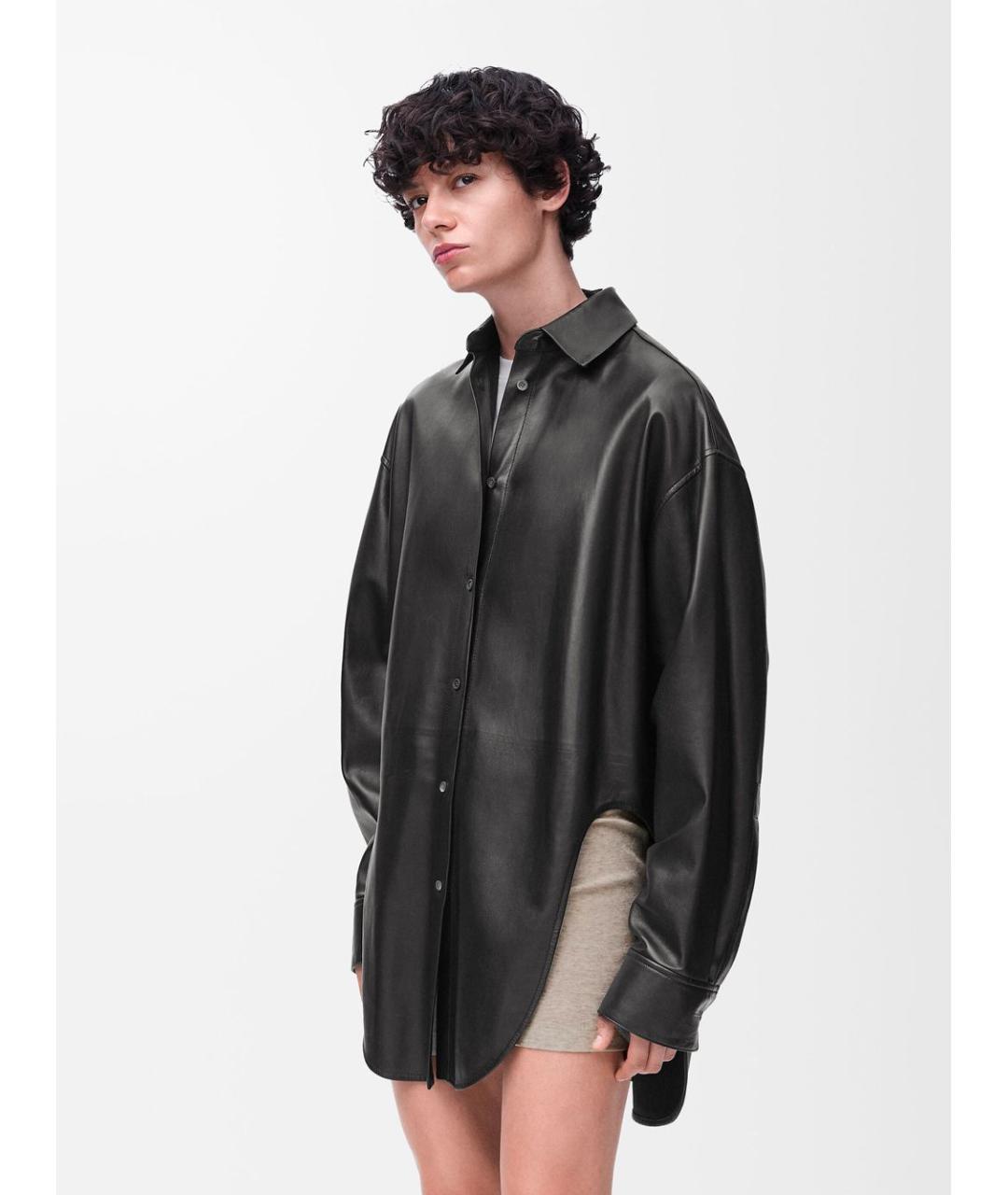 LOEWE Черная кожаная рубашка, фото 2
