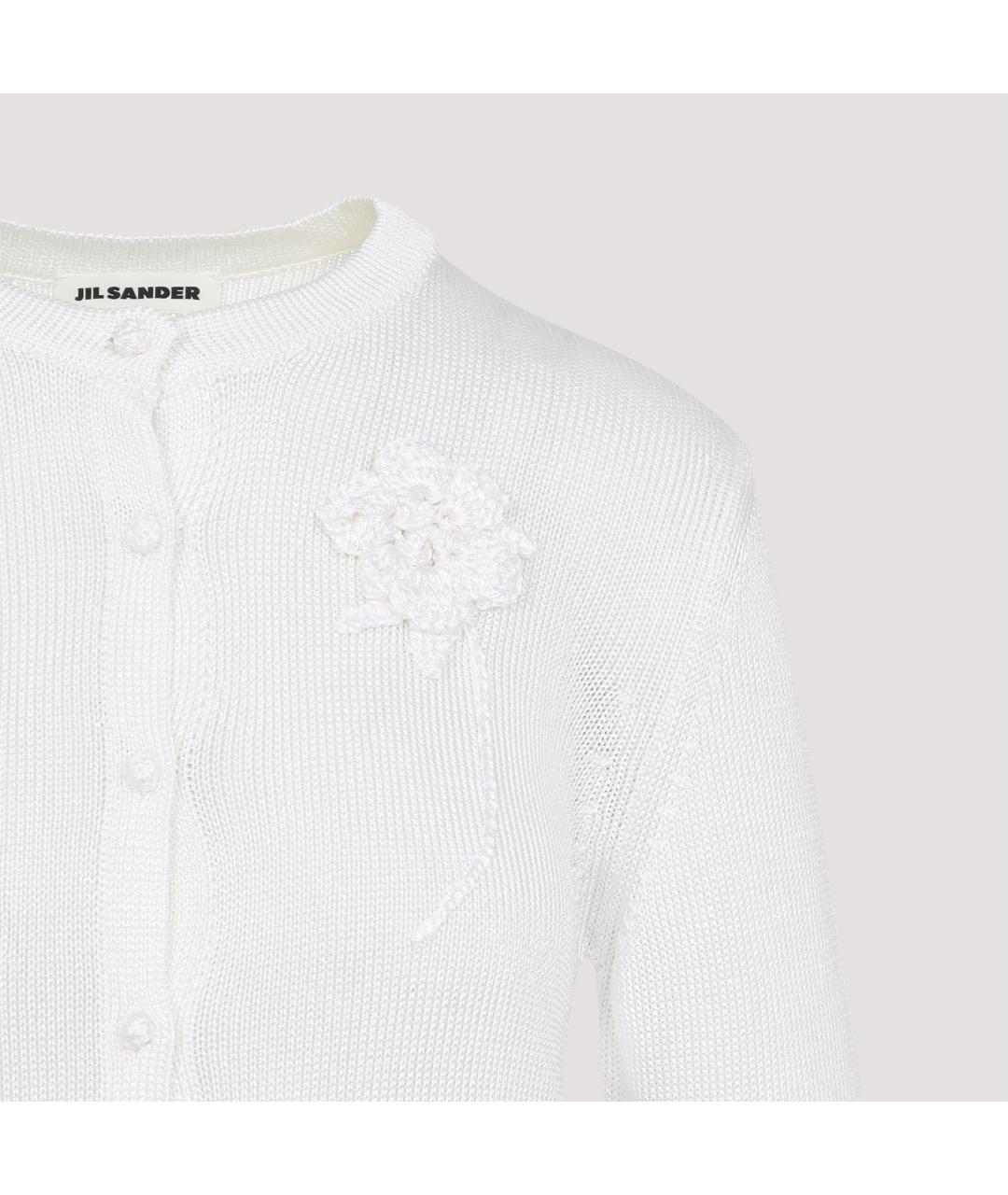 JIL SANDER Белый вискозный кардиган, фото 4