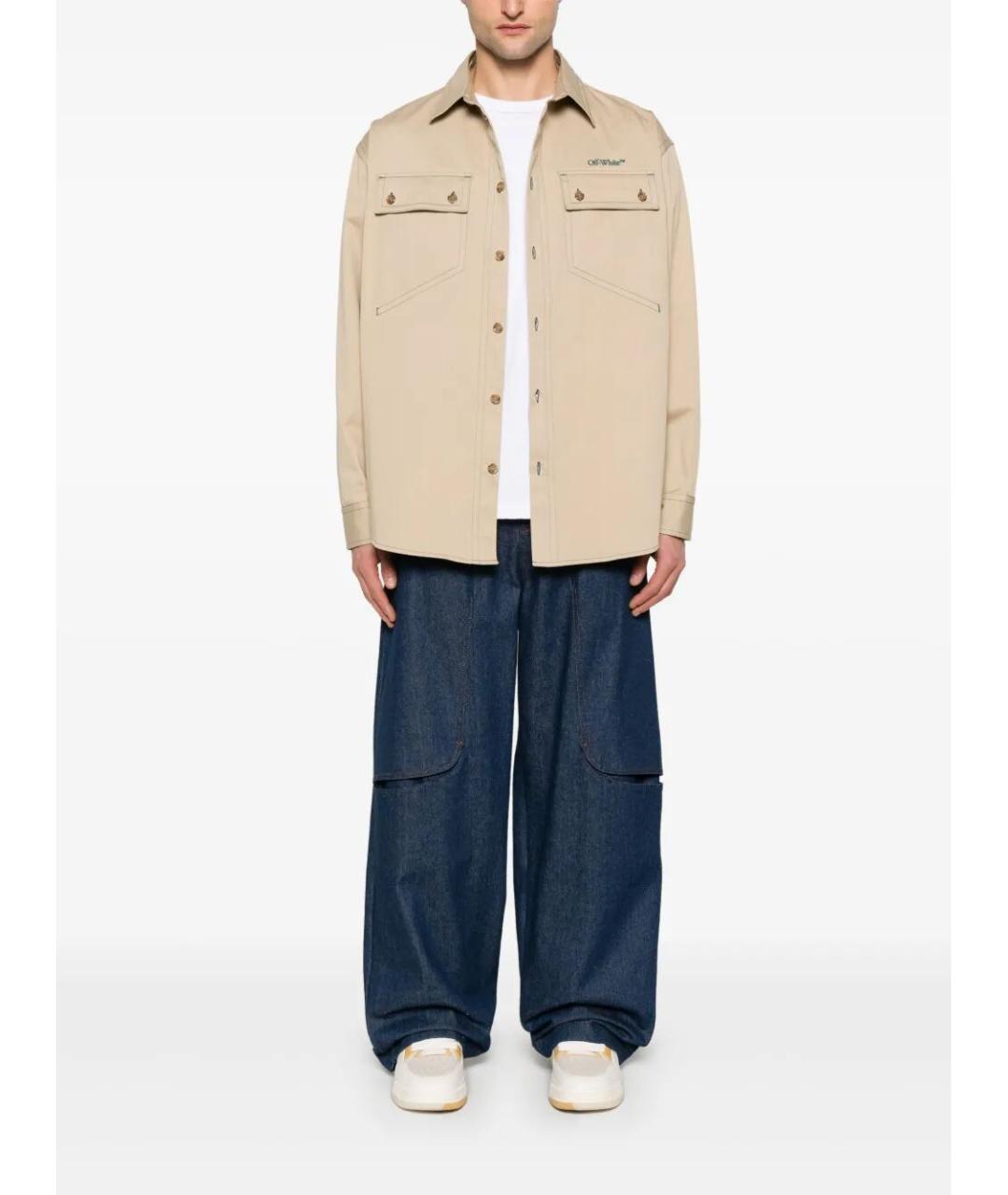 OFF-WHITE Бежевая хлопковая кэжуал рубашка, фото 2
