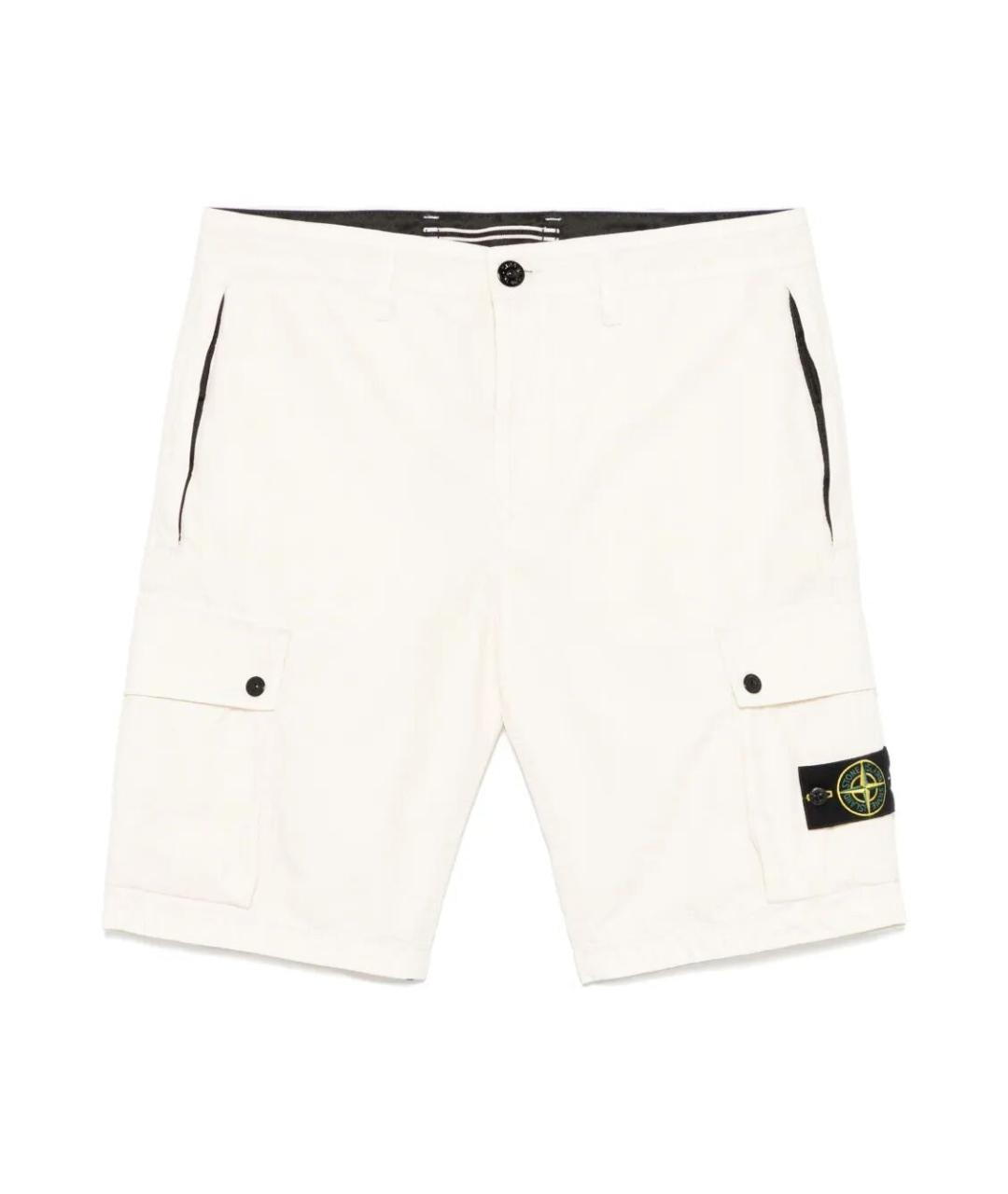 STONE ISLAND Белые хлопковые шорты, фото 1