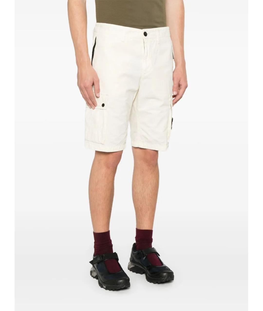 STONE ISLAND Белые хлопковые шорты, фото 4