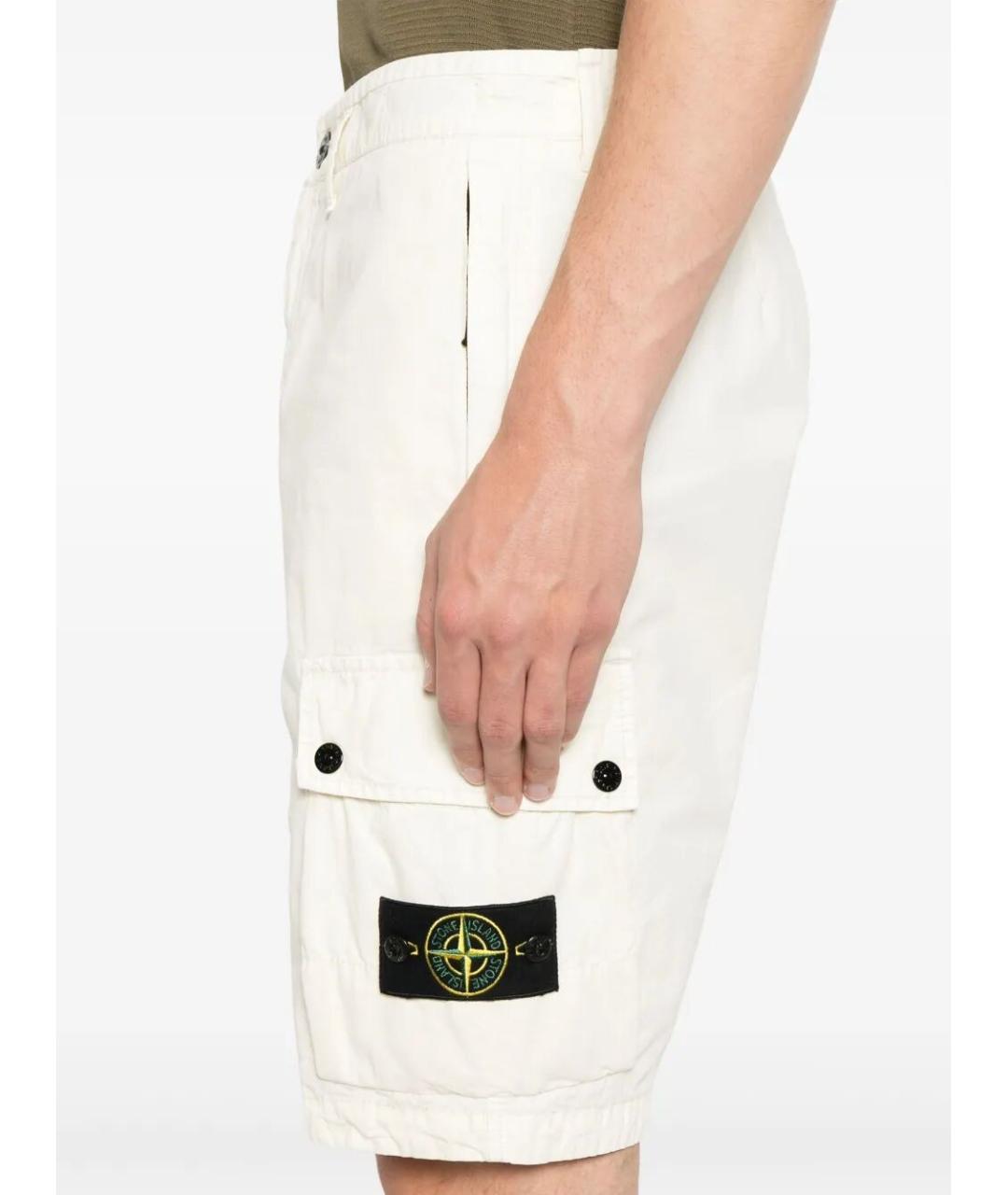 STONE ISLAND Белые хлопковые шорты, фото 3