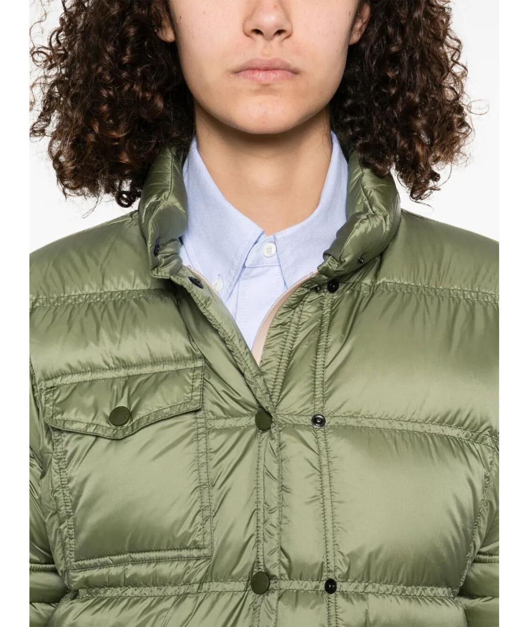 MONCLER Зеленый полиамидовый пуховик, фото 4