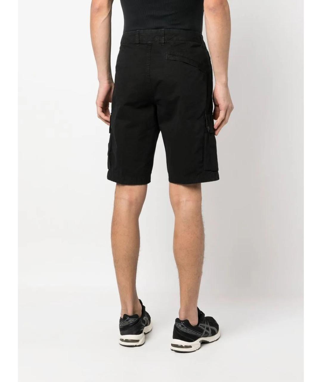 STONE ISLAND Черные хлопковые шорты, фото 4