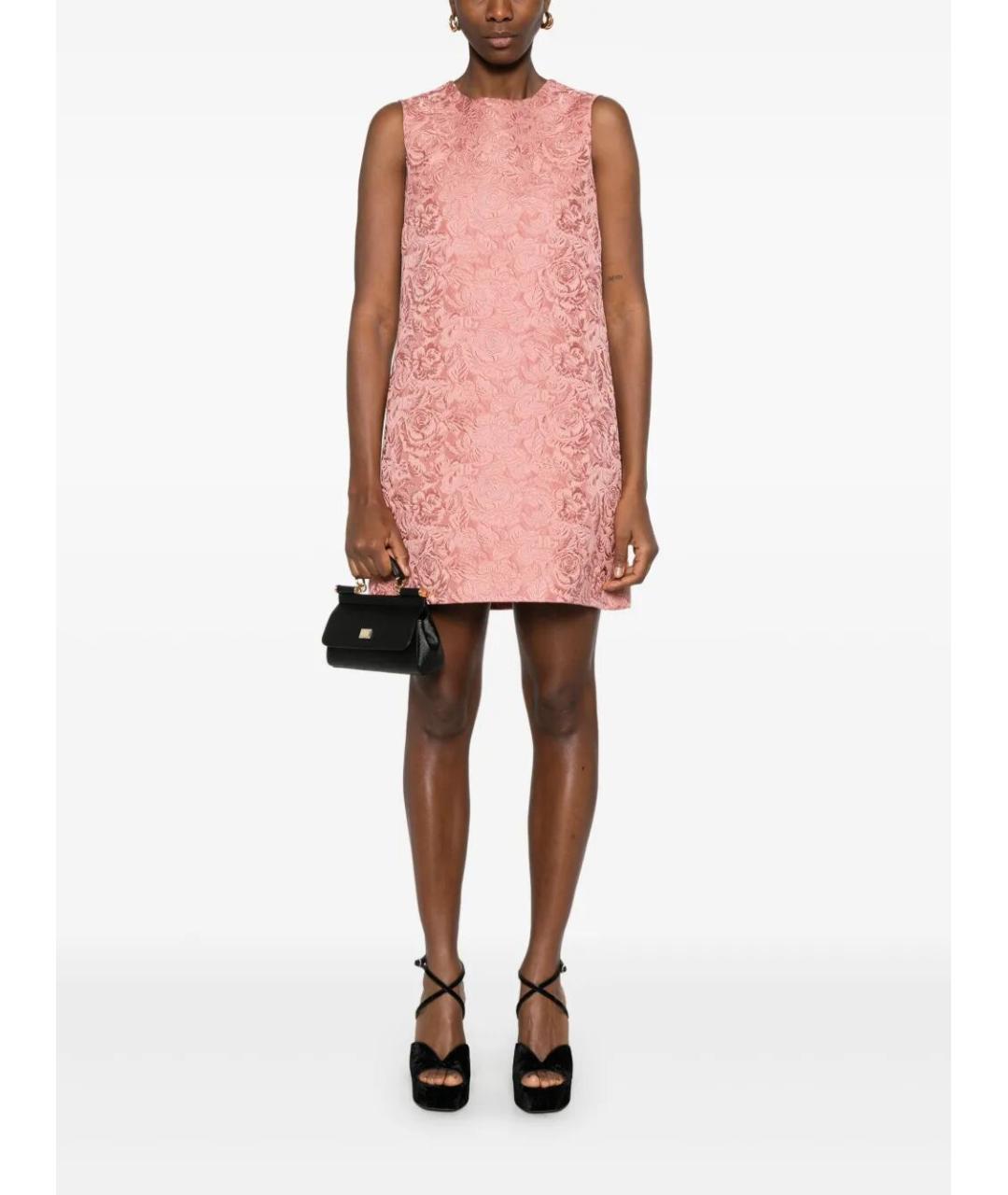 DOLCE&GABBANA Розовое хлопковое коктейльное платье, фото 3
