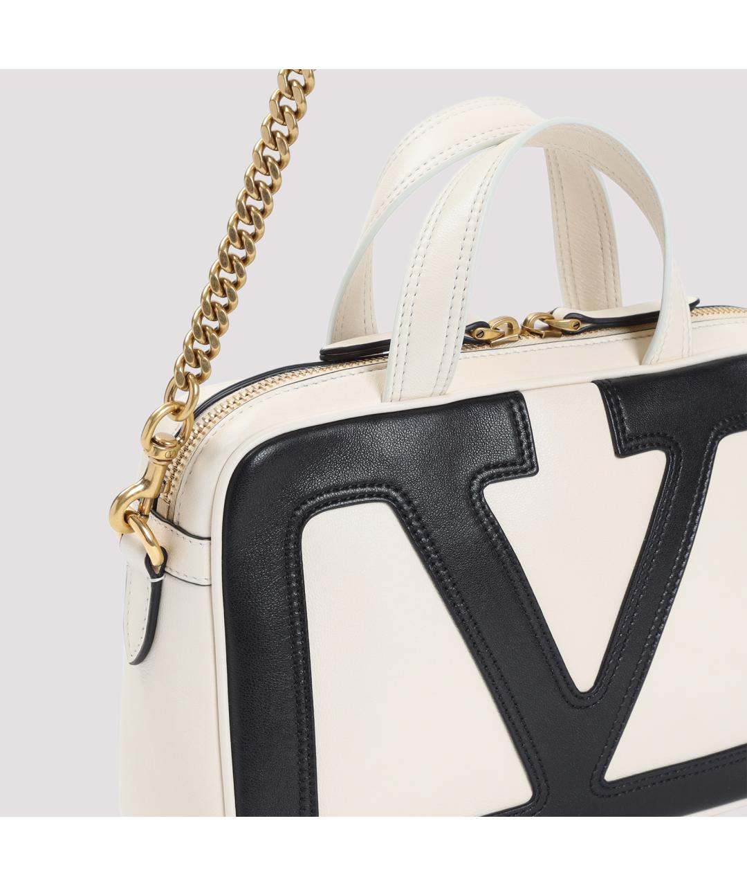VALENTINO Белая кожаная сумка тоут, фото 4