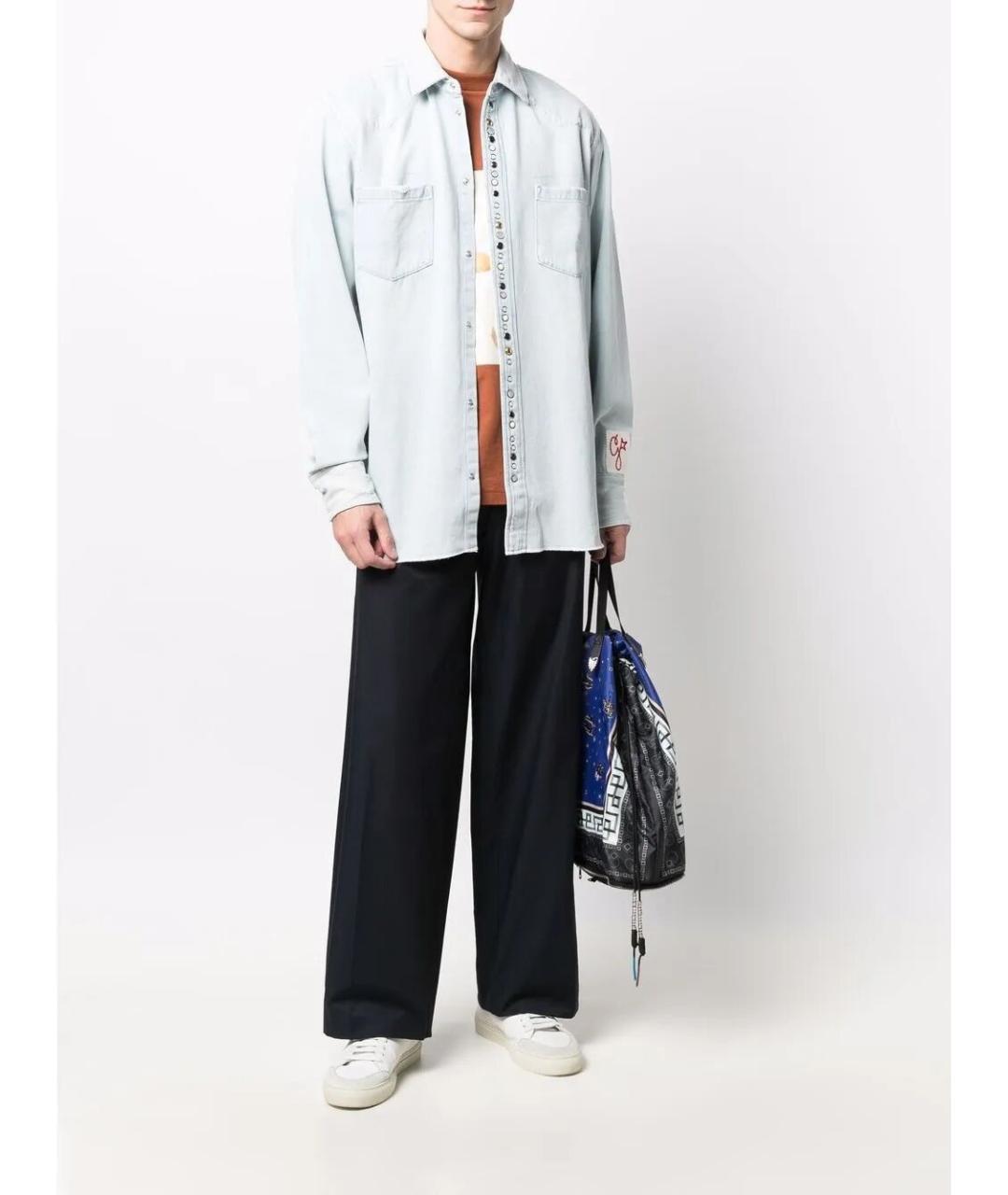 GOLDEN GOOSE DELUXE BRAND Голубая хлопковая кэжуал рубашка, фото 5