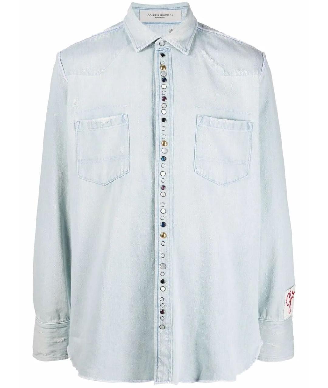 GOLDEN GOOSE DELUXE BRAND Голубая хлопковая кэжуал рубашка, фото 1