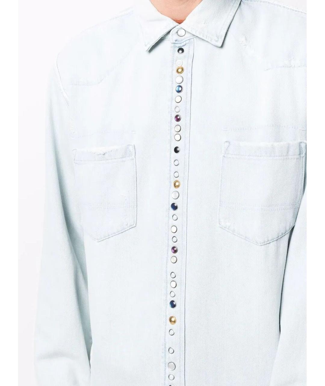 GOLDEN GOOSE DELUXE BRAND Голубая хлопковая кэжуал рубашка, фото 4