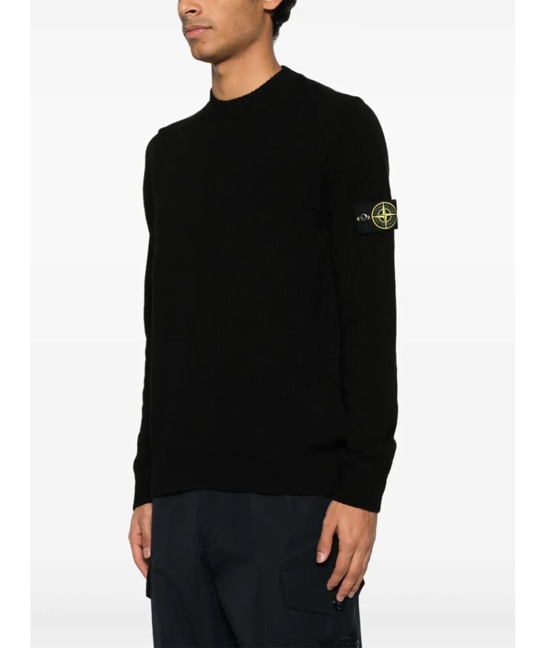 STONE ISLAND Черный хлопковый джемпер / свитер, фото 3