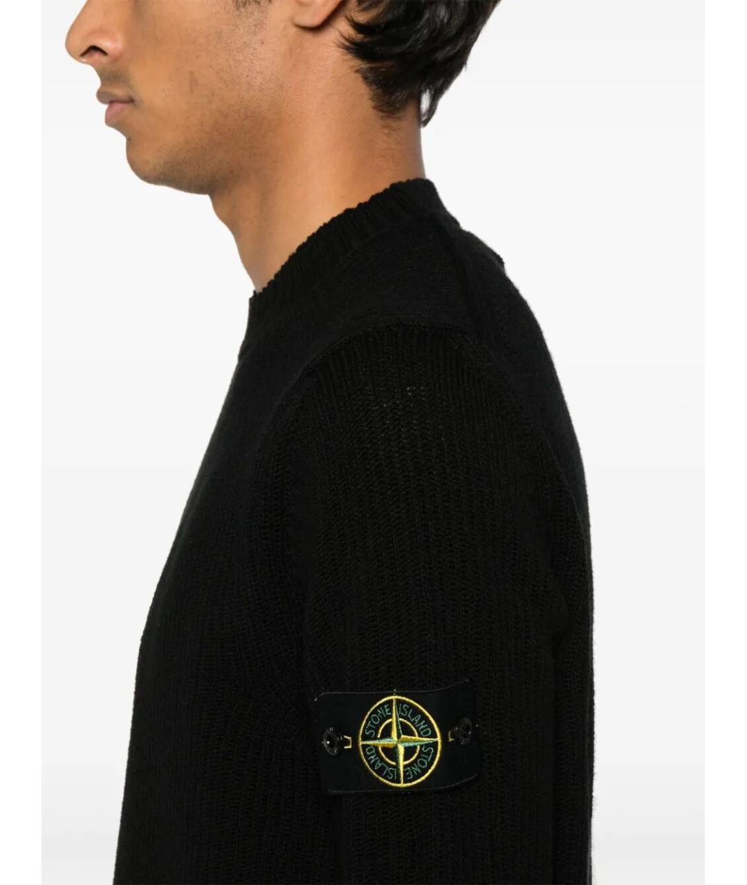 STONE ISLAND Черный хлопковый джемпер / свитер, фото 5