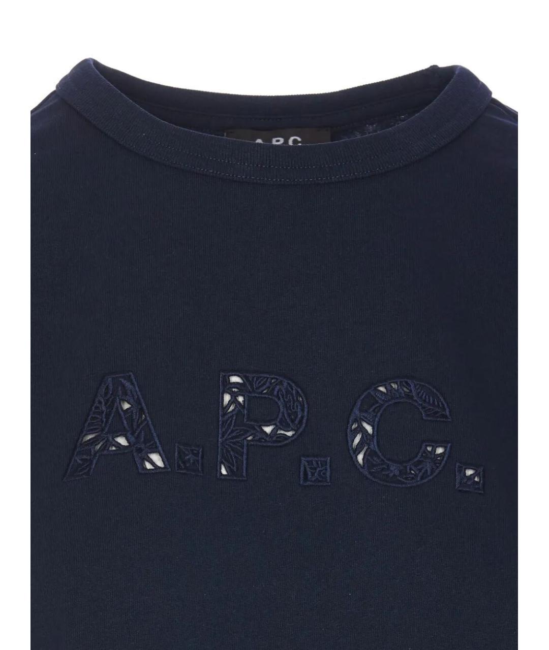 A.P.C. Темно-синяя хлопковая футболка, фото 2