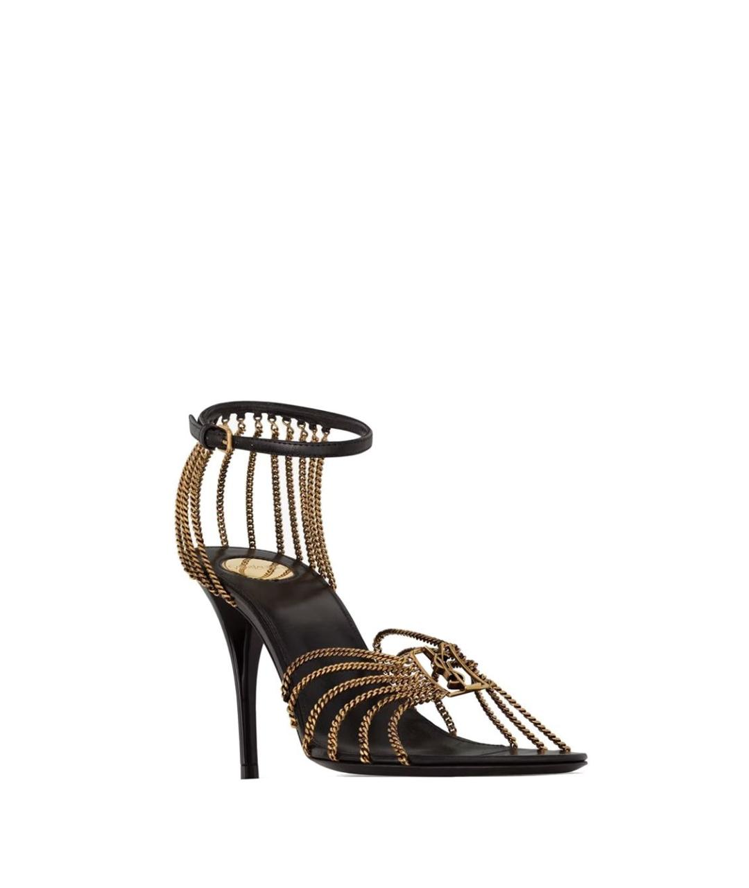 SAINT LAURENT Черные кожаные босоножки, фото 3