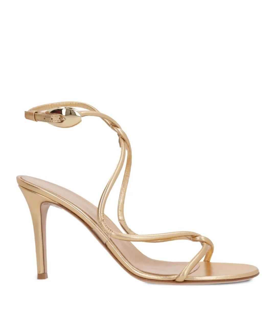GIANVITO ROSSI Золотые кожаные босоножки, фото 1