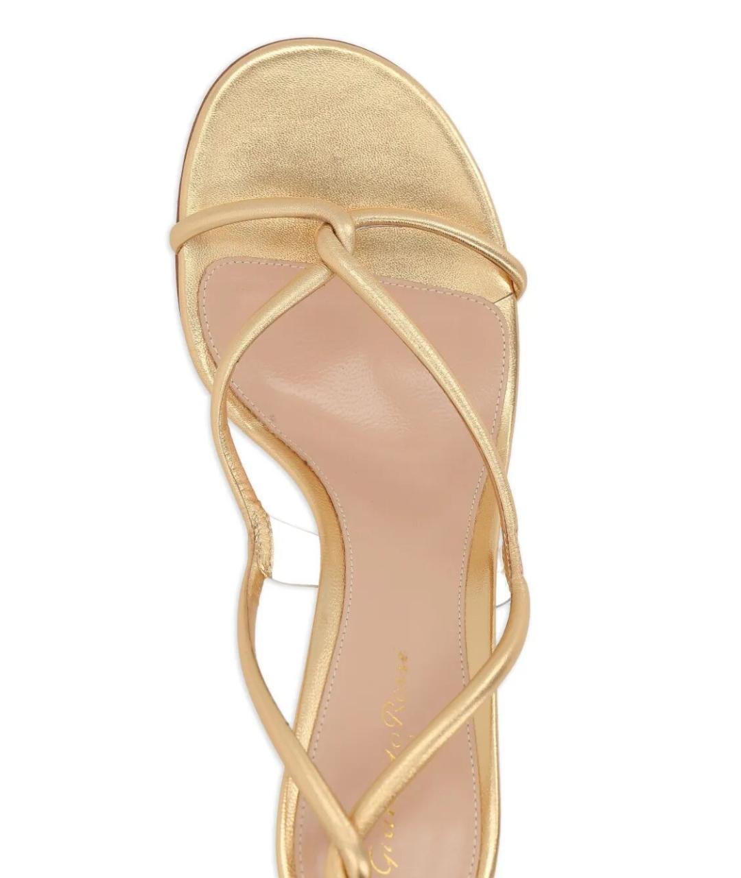 GIANVITO ROSSI Золотые кожаные босоножки, фото 3