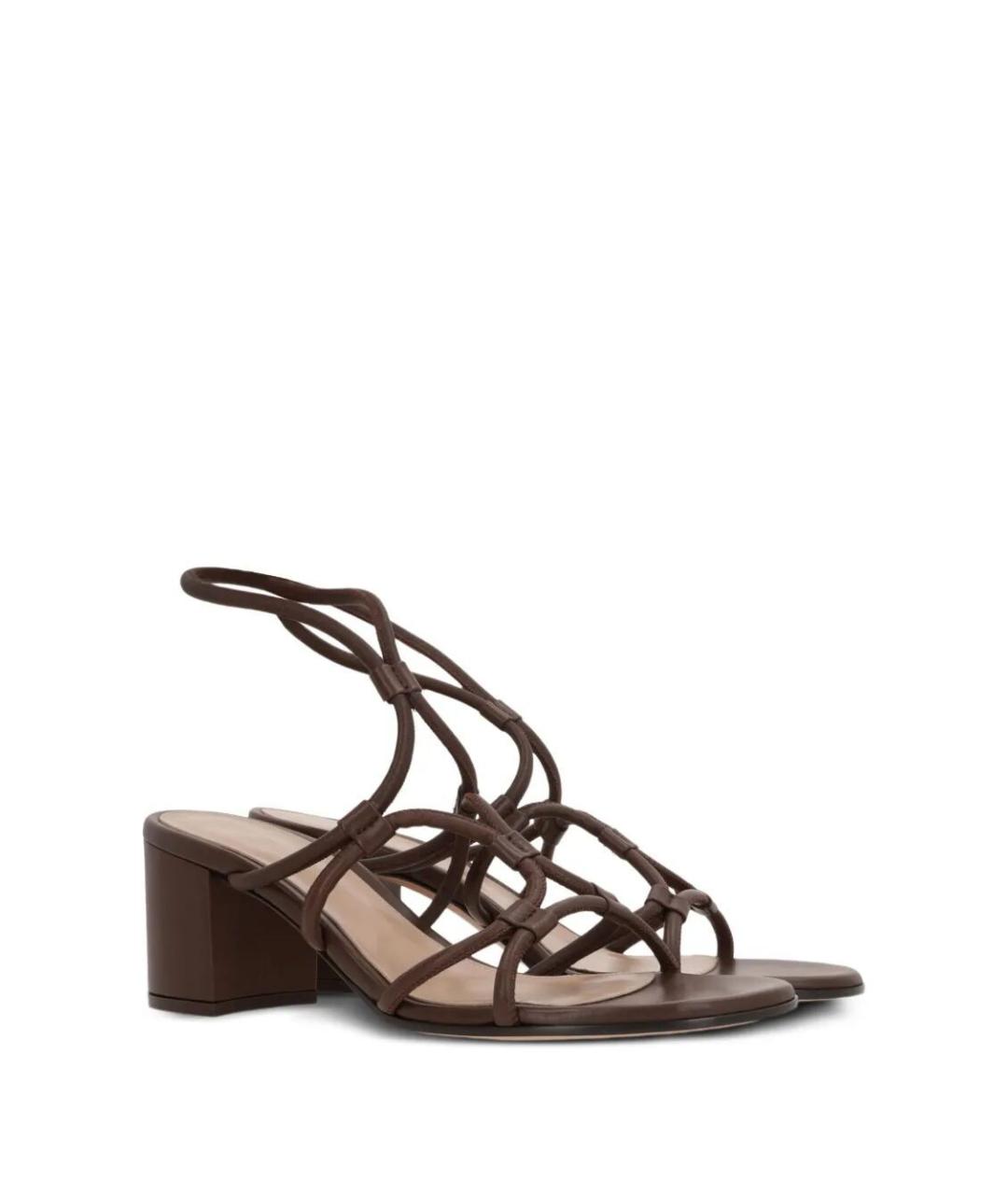 GIANVITO ROSSI Коричневые кожаные босоножки, фото 2