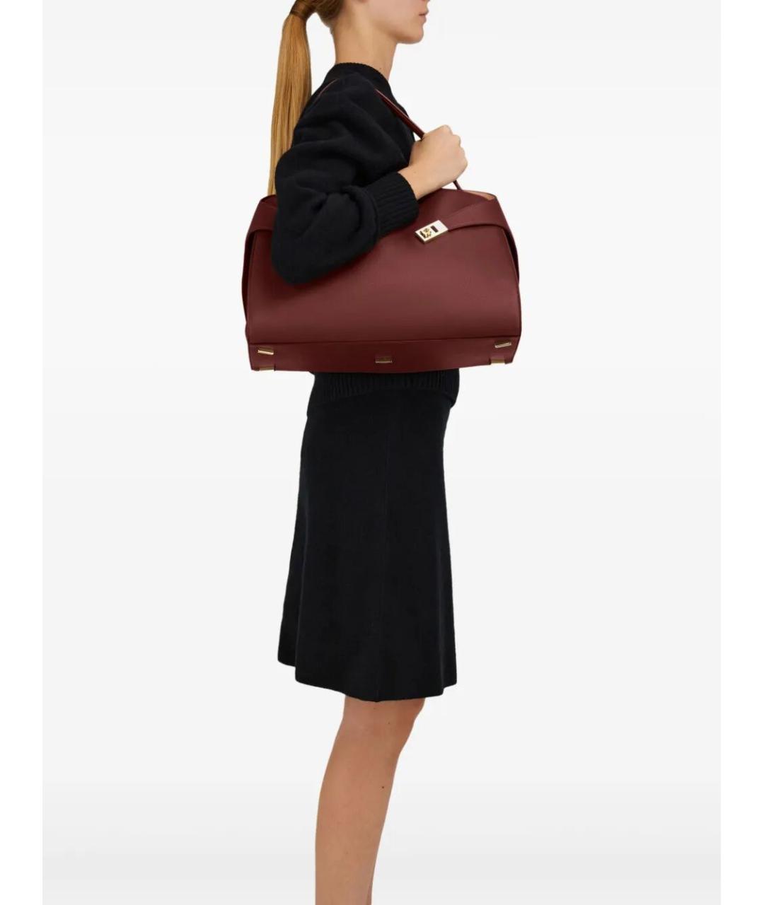 FERRAGAMO Бордовая кожаная сумка тоут, фото 3