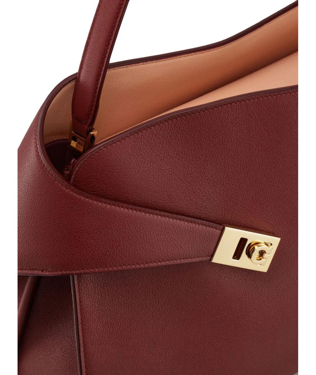 FERRAGAMO Бордовая кожаная сумка тоут, фото 5