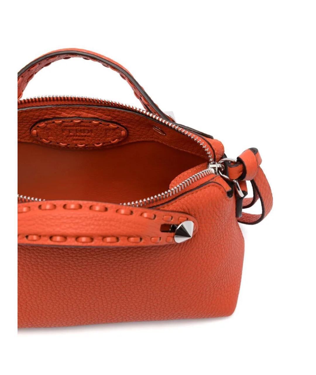 FENDI Оранжевая кожаная сумка тоут, фото 3