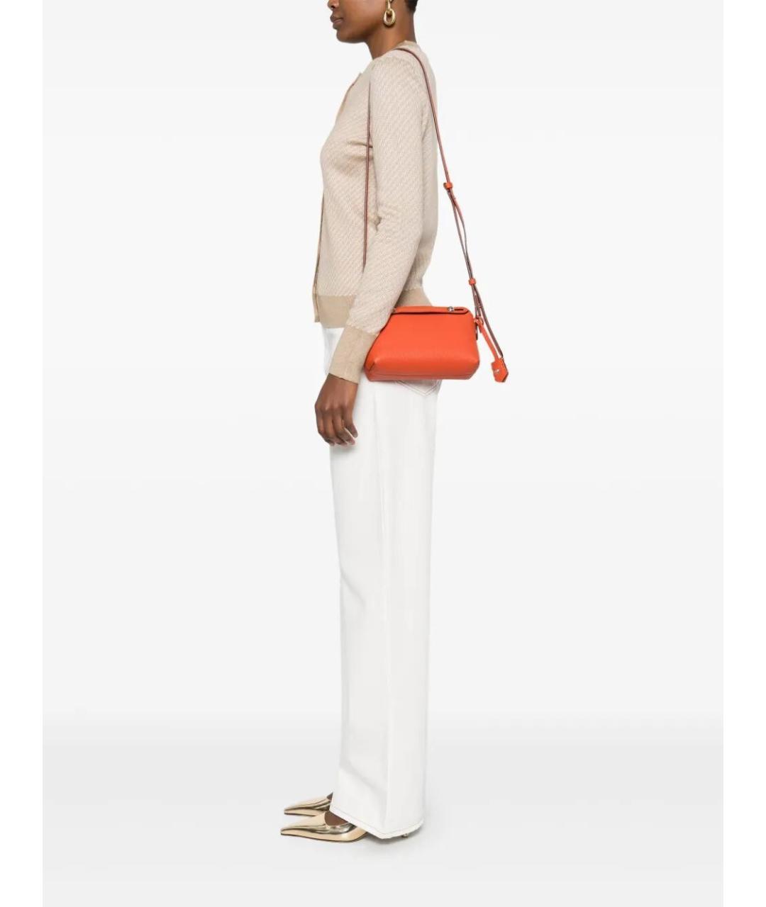 FENDI Оранжевая кожаная сумка тоут, фото 2