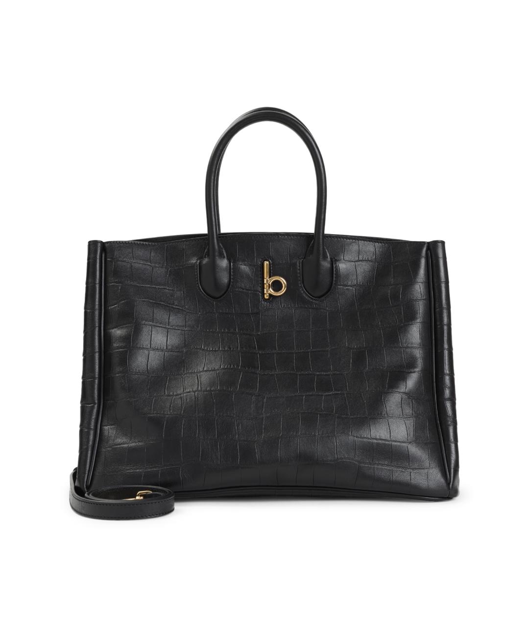 BURBERRY Черная кожаная сумка тоут, фото 1