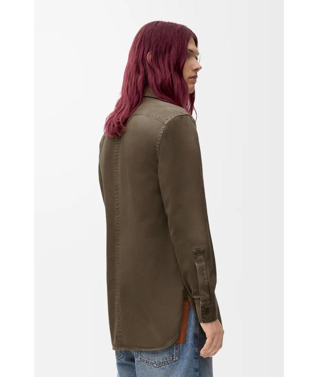 LOEWE Хаки хлопковая кэжуал рубашка, фото 4
