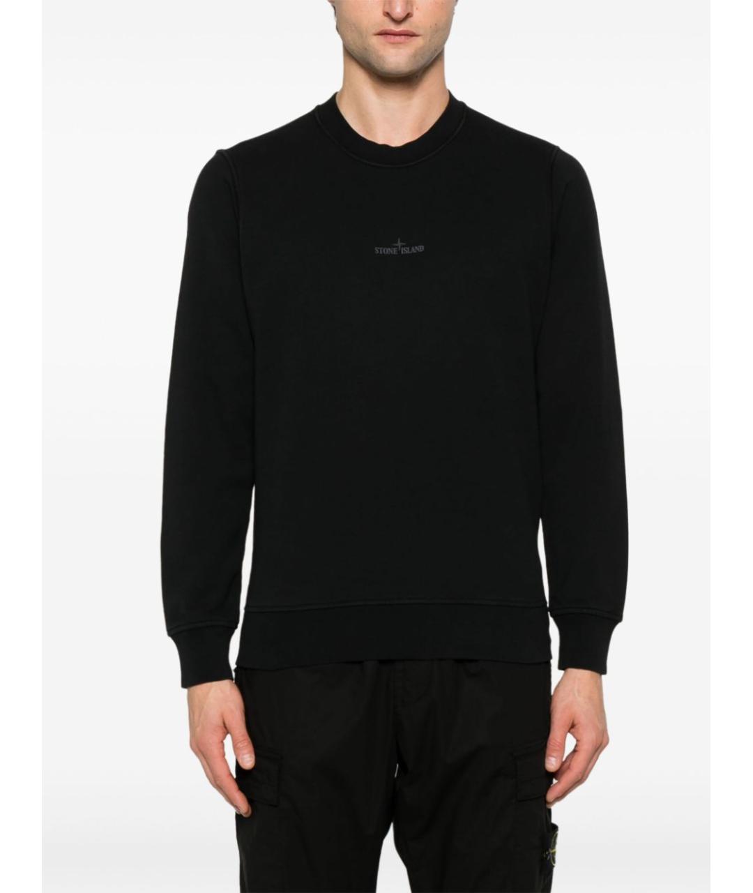 STONE ISLAND Черный хлопковый джемпер / свитер, фото 3