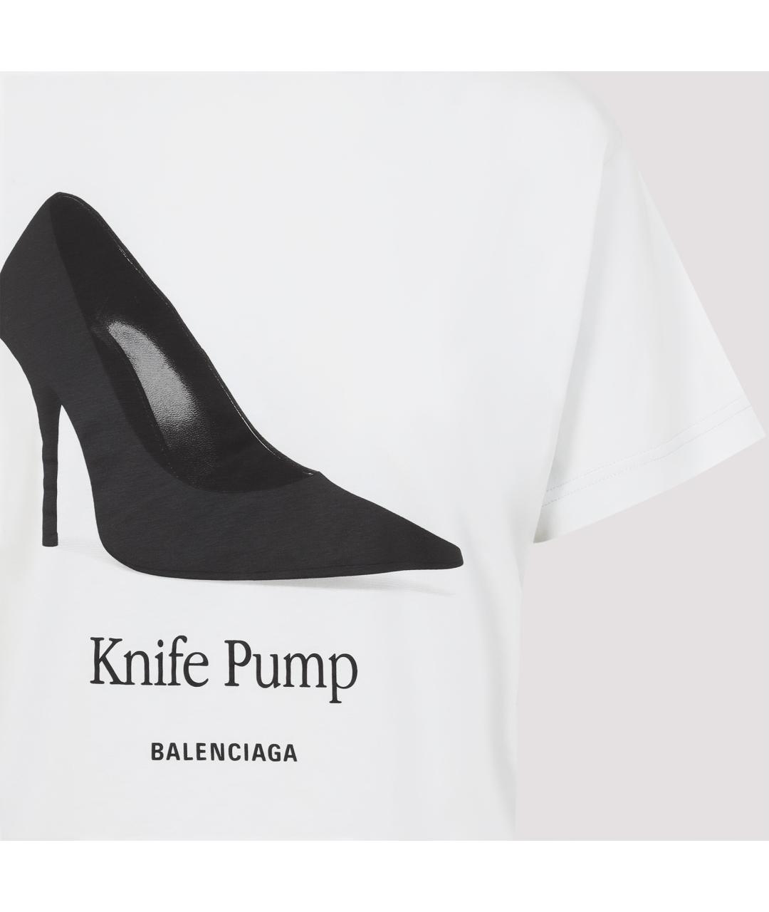 BALENCIAGA Белая хлопковая футболка, фото 4