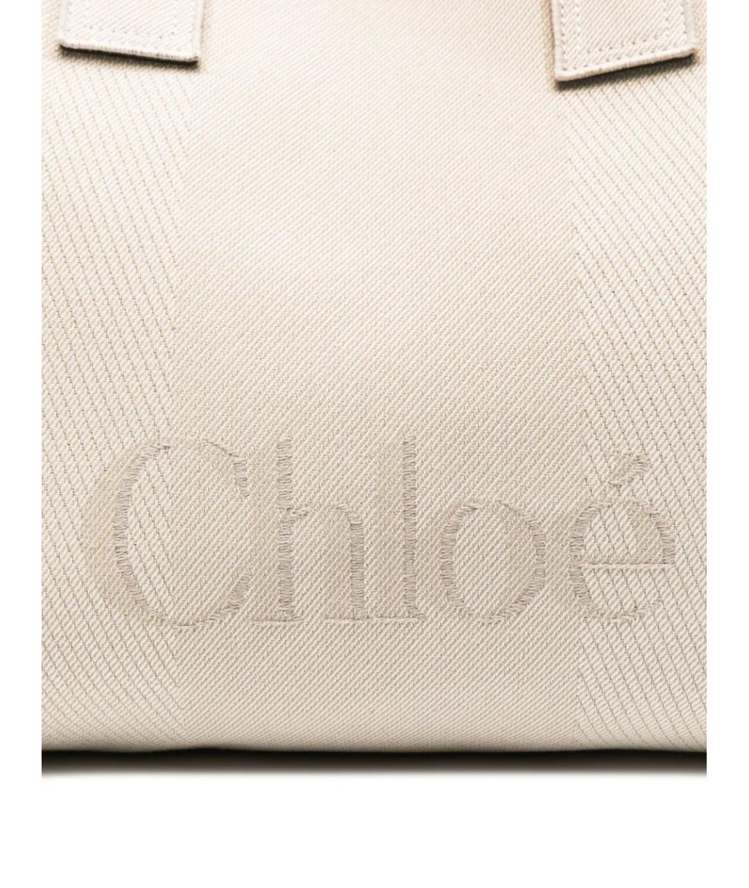 CHLOE Бежевая жаккардовая сумка тоут, фото 4