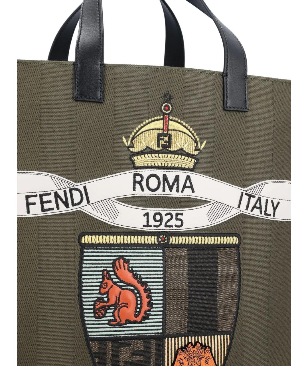 FENDI Зеленая хлопковая сумка тоут, фото 4