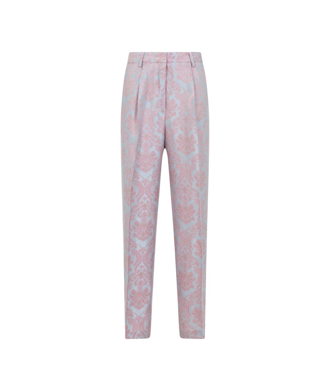 DRIES VAN NOTEN Розовые вискозные прямые брюки, фото 1