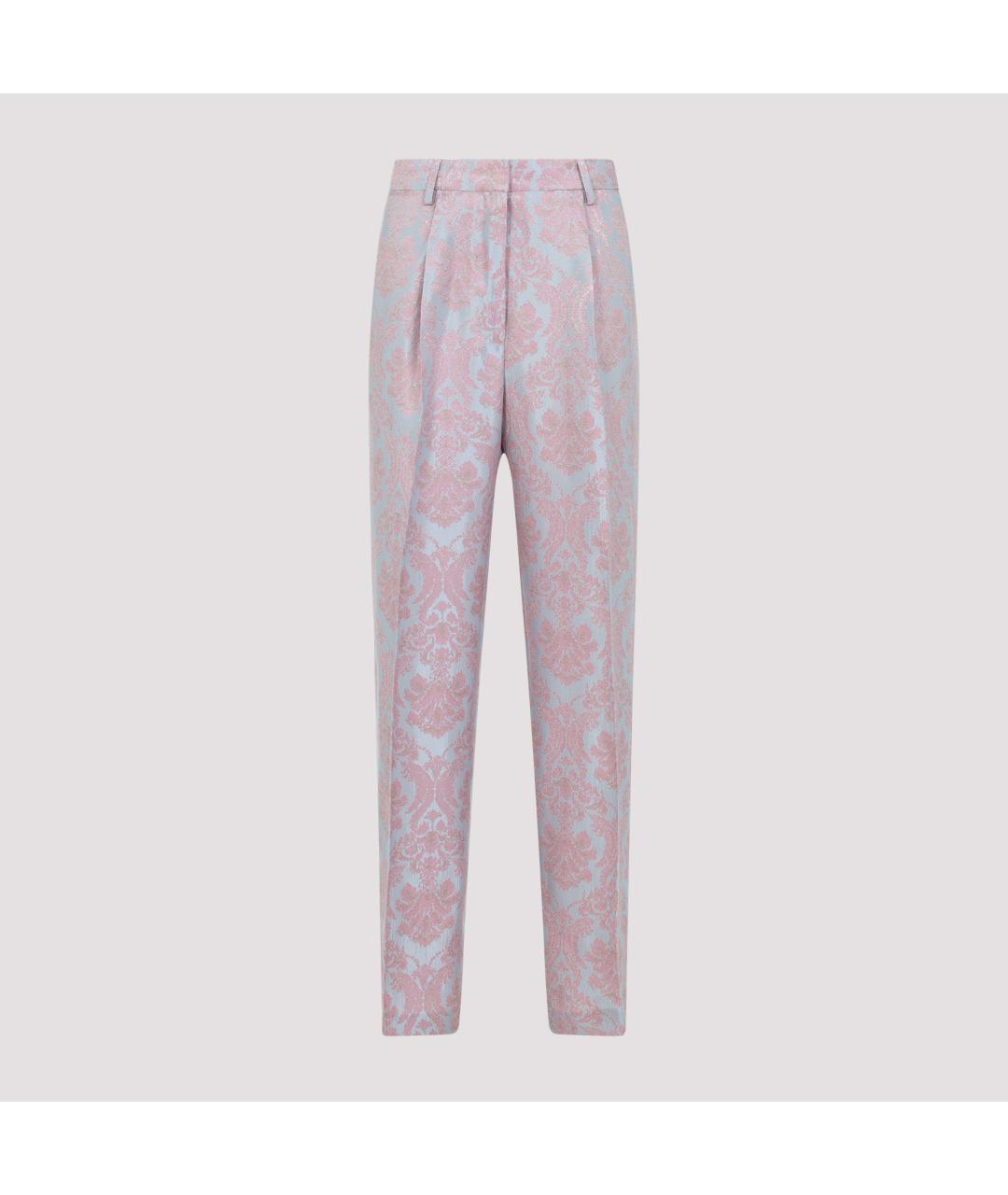 DRIES VAN NOTEN Розовые вискозные прямые брюки, фото 2