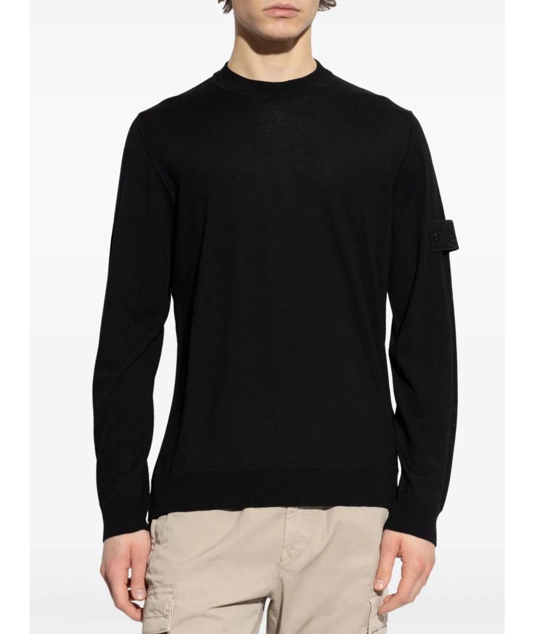 STONE ISLAND Черный шерстяной джемпер / свитер, фото 3