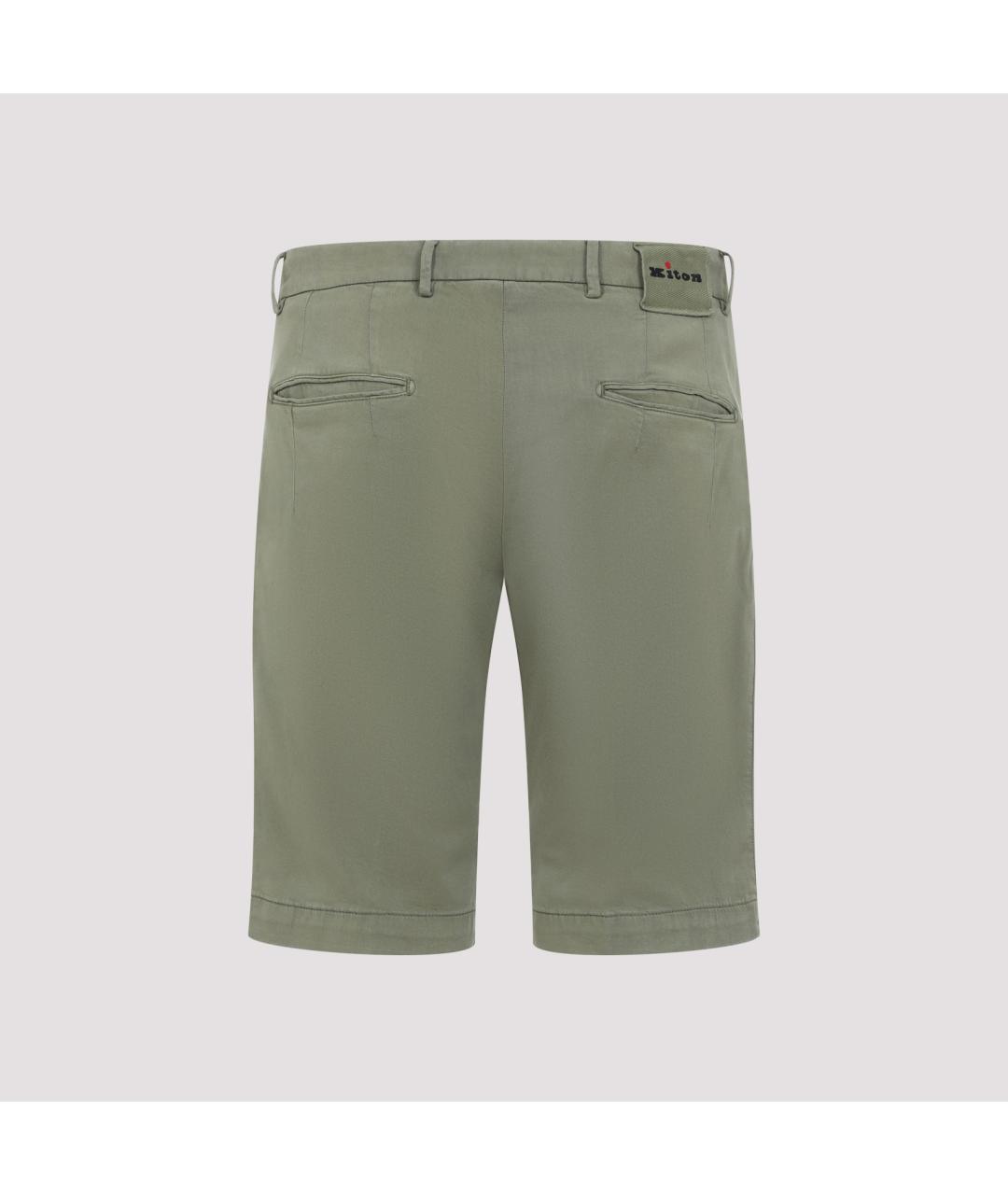 KITON Зеленые вискозные шорты, фото 3