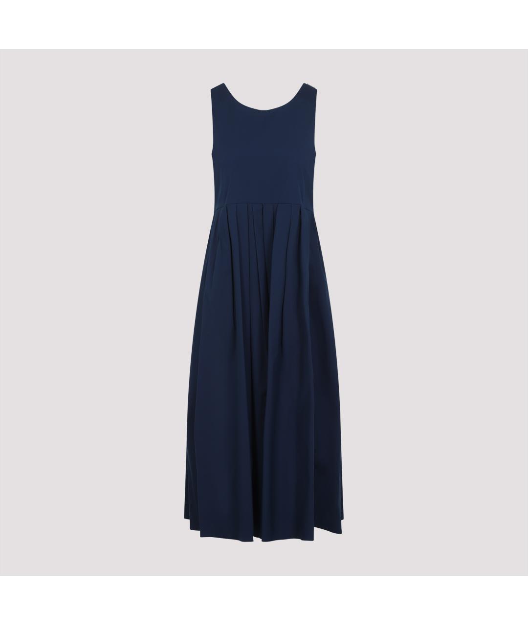 MAX MARA Темно-синее хлопковое повседневное платье, фото 2