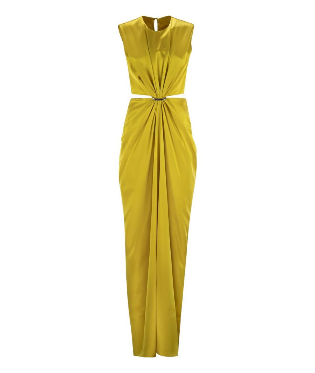 MAX MARA Желтое шелковое повседневное платье, фото 1