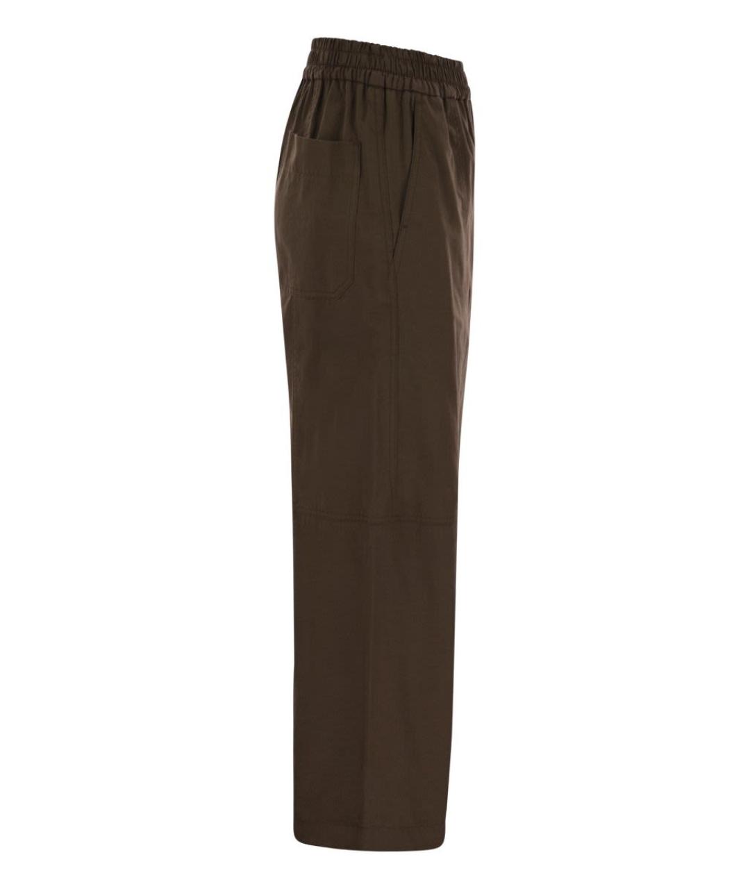 WEEKEND MAX MARA Коричневые хлопковые прямые брюки, фото 3
